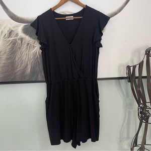 Maurice’s | black v neck short sleeve ruffle romper